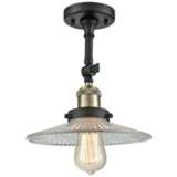 Halophane 8 1/2&quot;W Black and Brass Adjustable Ceiling Light