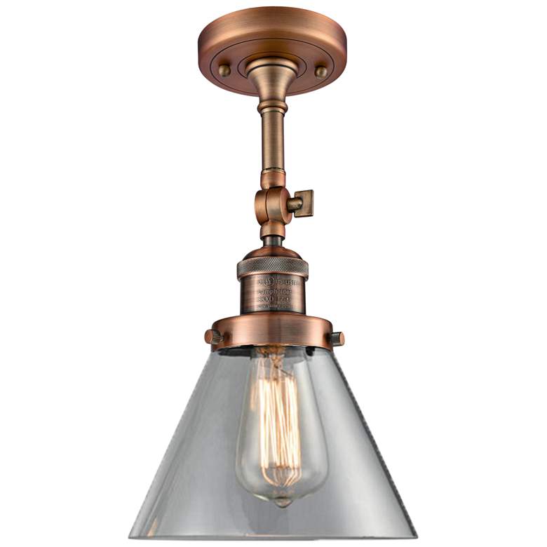 Large Cone 8&quot; Wide Antique Copper Adjustable Ceiling Light