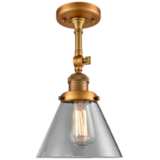 Large Cone 8&quot; Wide Brushed Brass Adjustable Ceiling Light
