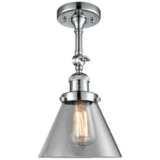 Large Cone 8&quot; Wide Polished Chrome Adjustable Ceiling Light