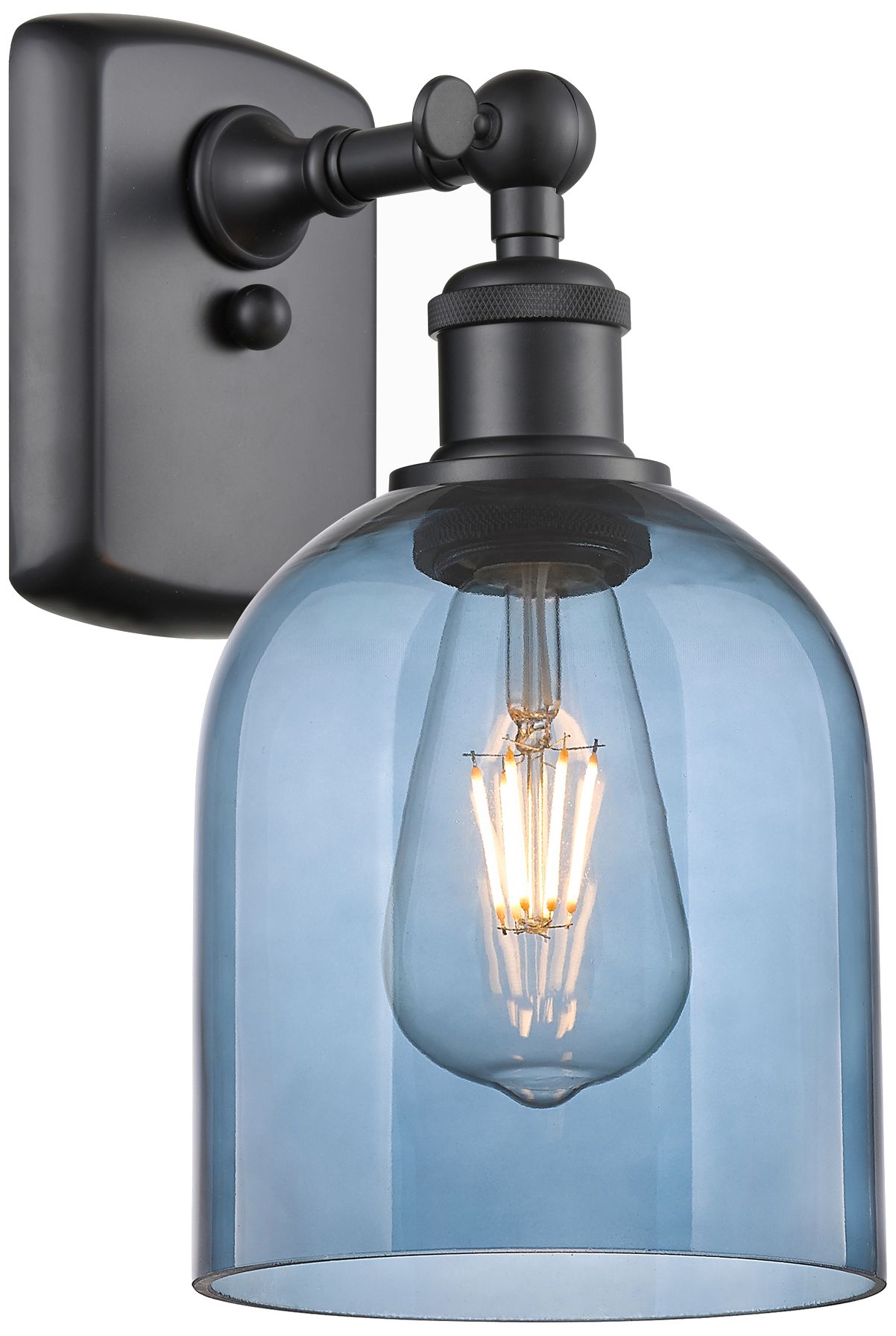 Innovations Lighting Ballston Bella 10.5" High Matte Black Sconce With Princess Blue Shade