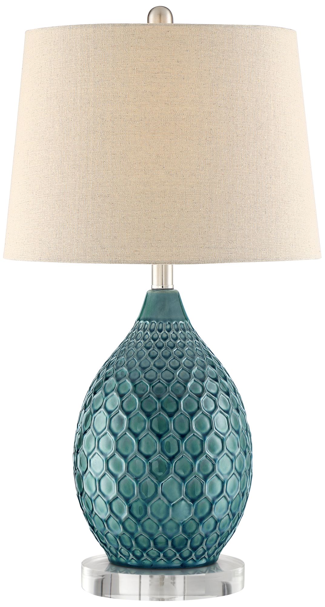 Kate Sea Foam Ceramic Table Lamp With 7" Wide Round Riser