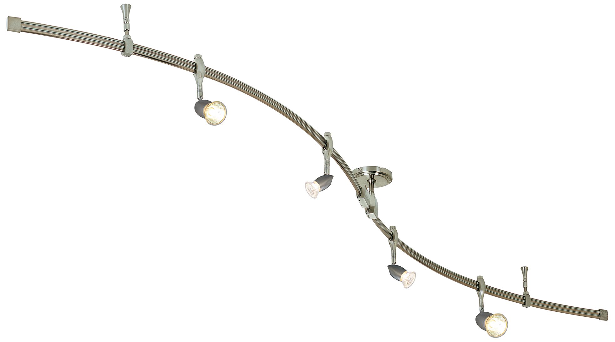Nora 4-Light Nickel "S" Curved Monorail Track Kit
