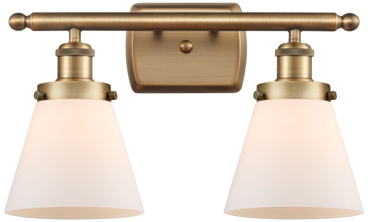 Innovations Lighting Ballston Urban Cone 6" 2 Light 16" Bath Light - Brushed Brass - W