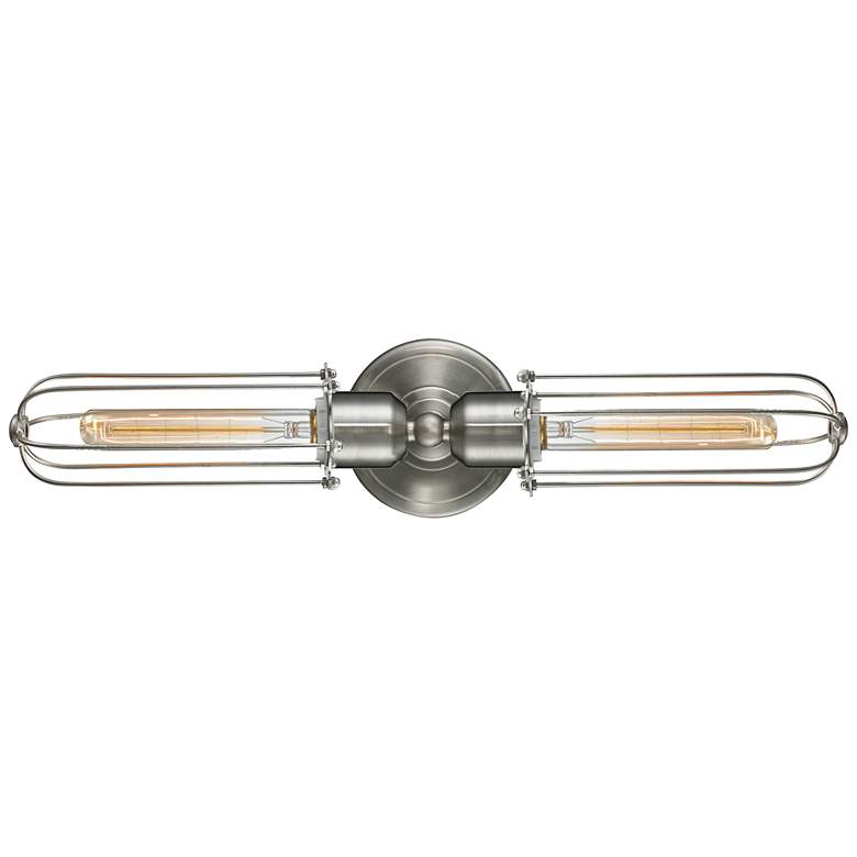 Image 1 Muselet 4" High Satin Nickel 2-Light T Bowtie Wall Sconce