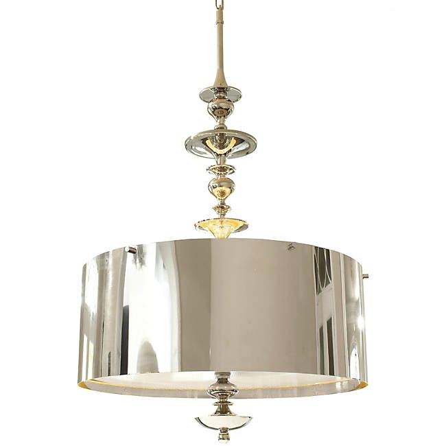 Global Views Turned 30" Wide Nickel Drum Pendant Light 