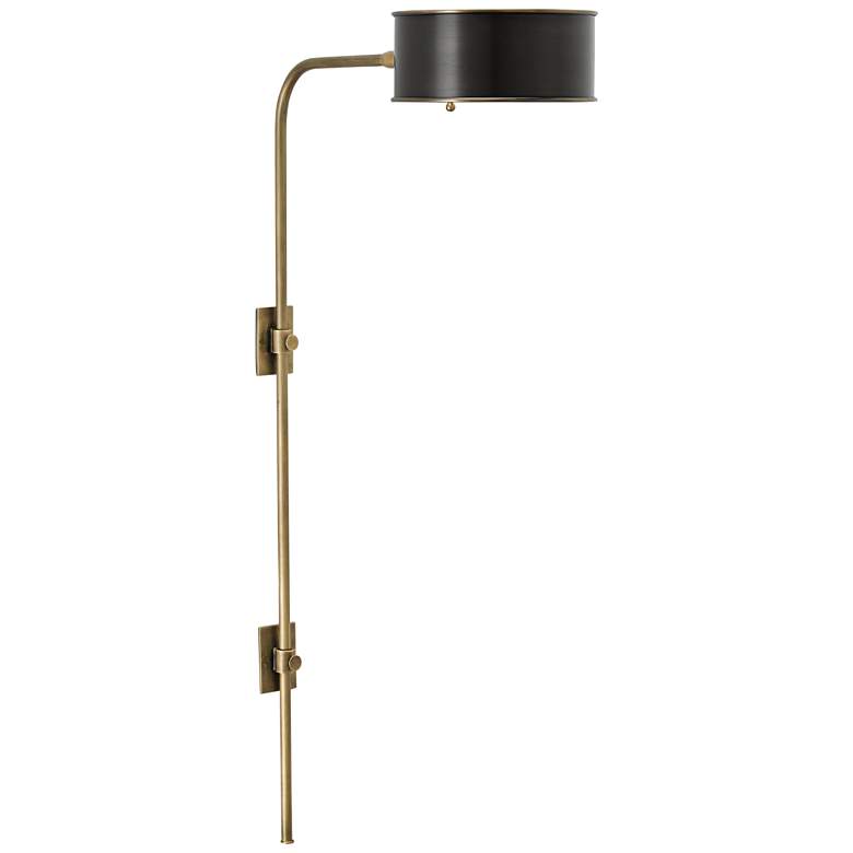 Overture Antique Brass and Black Plug-In Wall Lamp