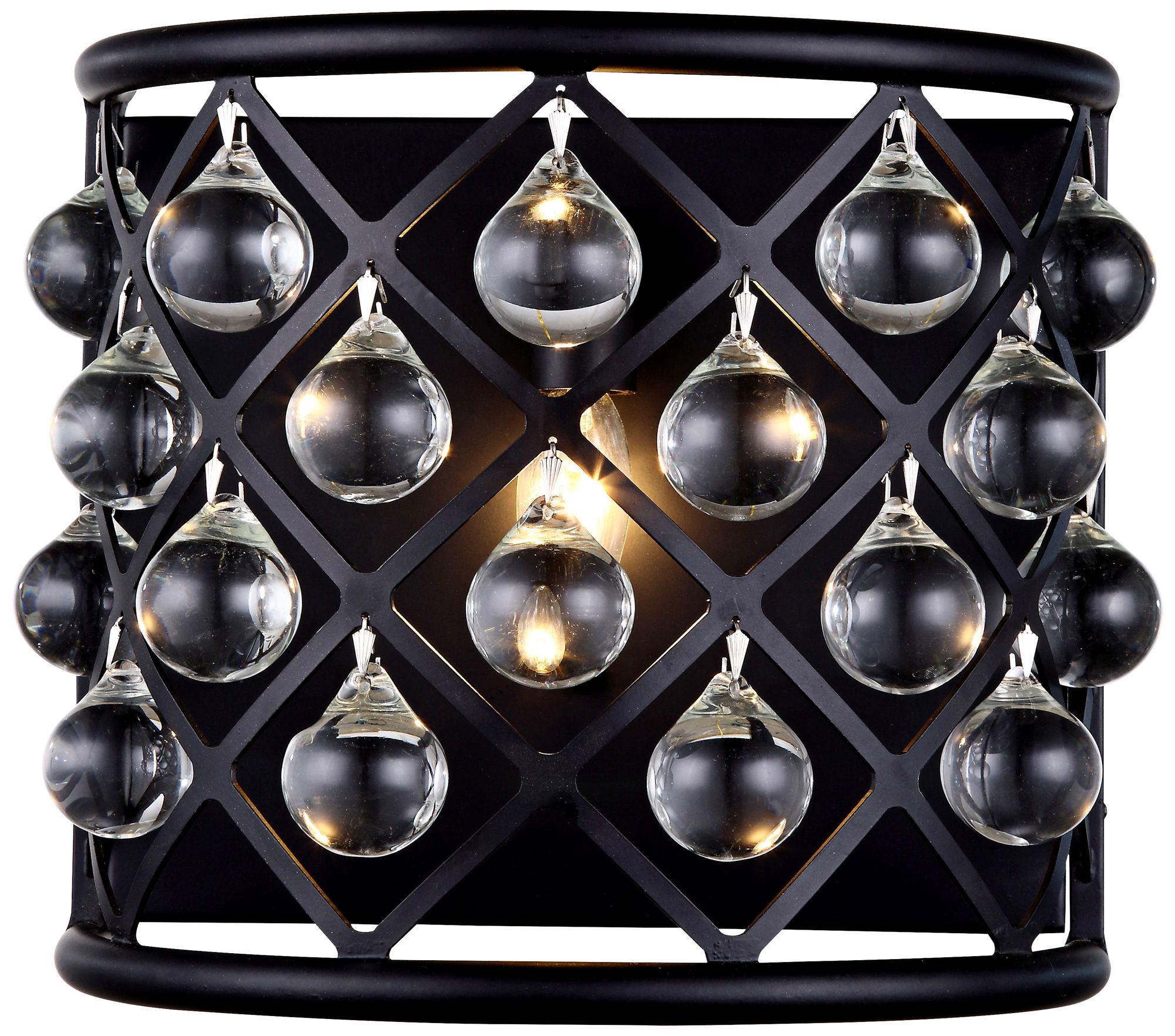 Madison 10 1/2"H Matte Black Wall Sconce w/ Smooth Crystals
