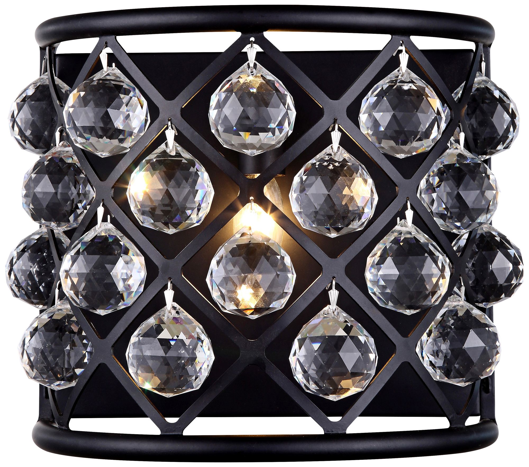 Madison 10 1/2"H Matte Black Wall Sconce w/ Faceted Crystals