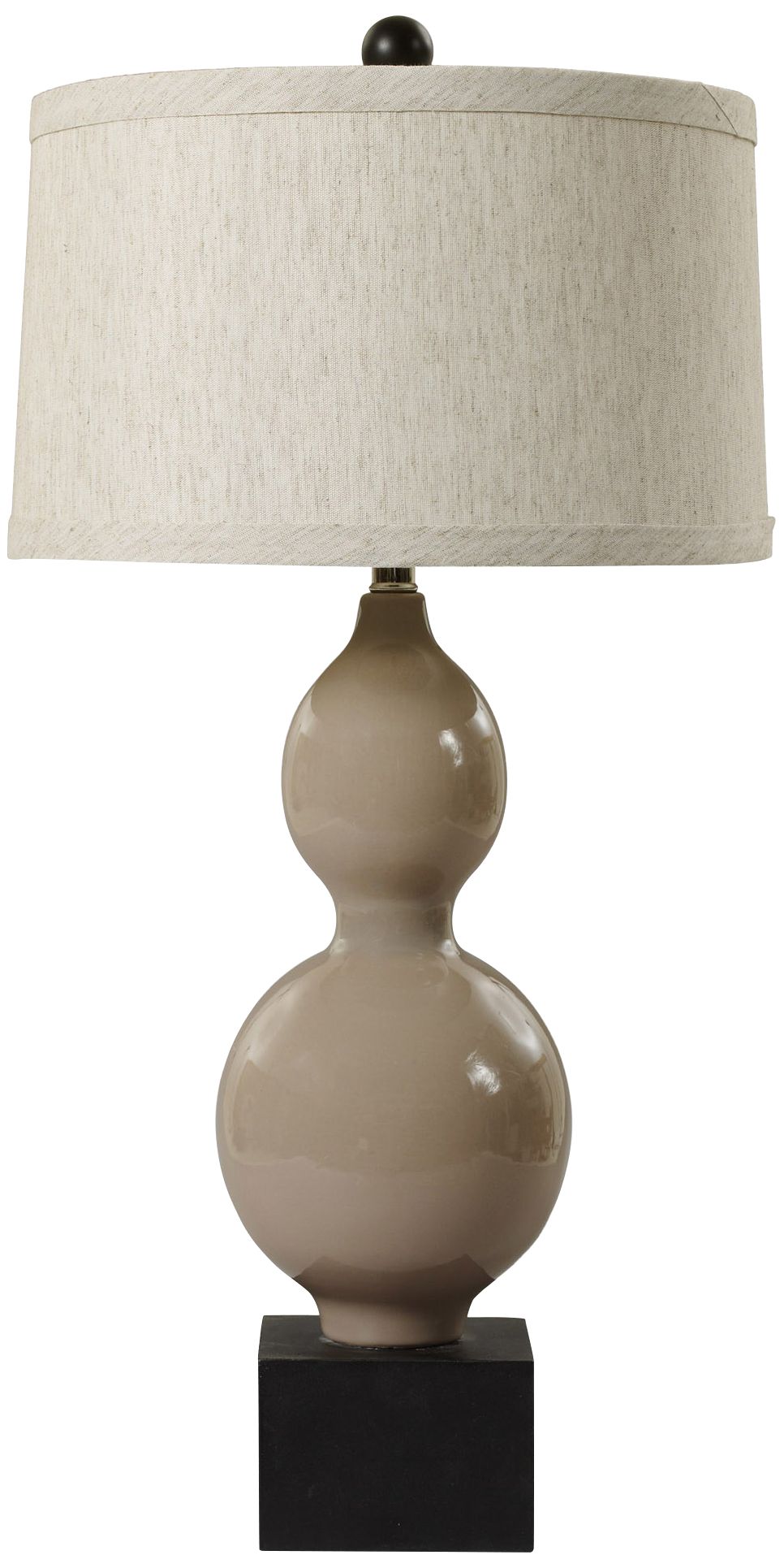 Alyssa Warm Gray Elongated Stacked Gourd Ceramic Table Lamp