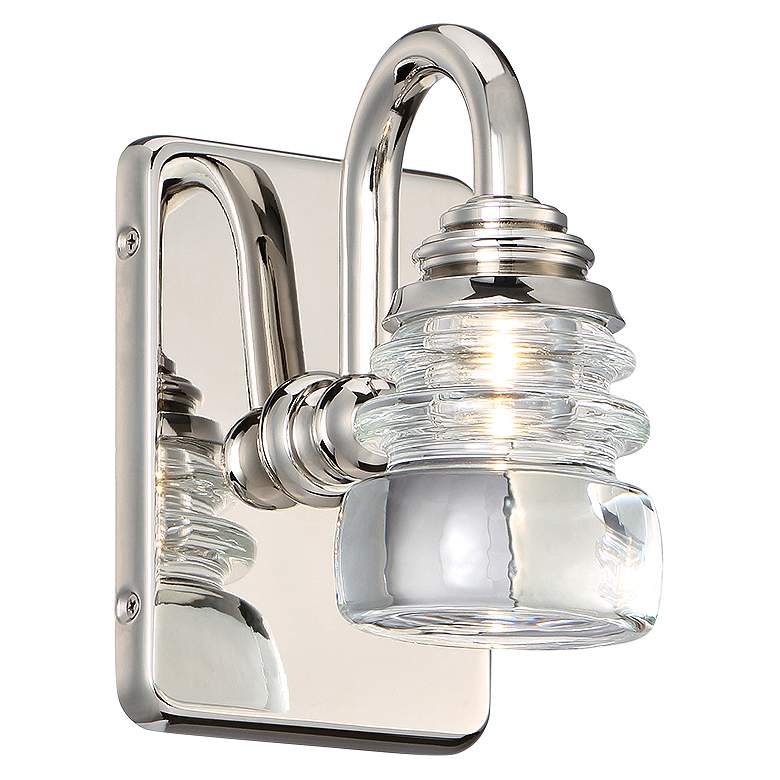 dweLED Rondelle 7 1/4&quot; High Polished Nickel LED Wall Sconce