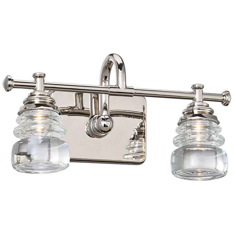 Rondelle 7 1/2&quot; High Polished Nickel 2-Light LED Wall Sconce
