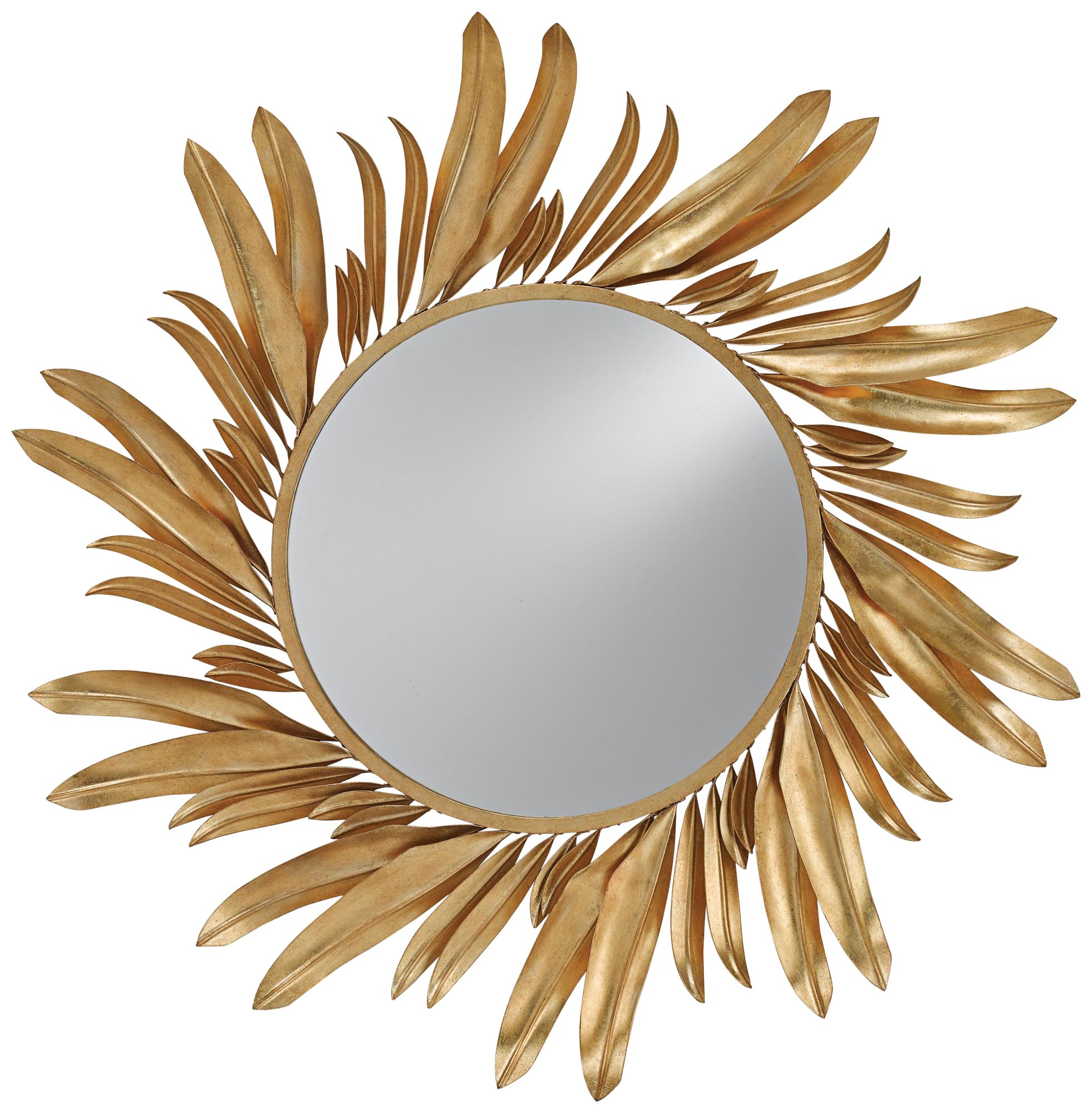Currey and Company Folium Gold Leaf 31" Round Wall Mirror