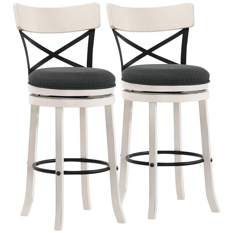 Rilly 30 1/2&quot; Sea White and Black Swivel Bar Stools Set of 2