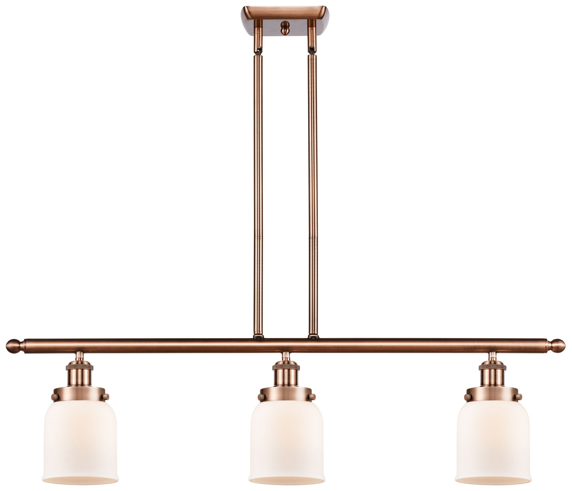 Innovations Lighting Bell 36" Wide 3 Light Copper Island Light W/ Matte White Shade
