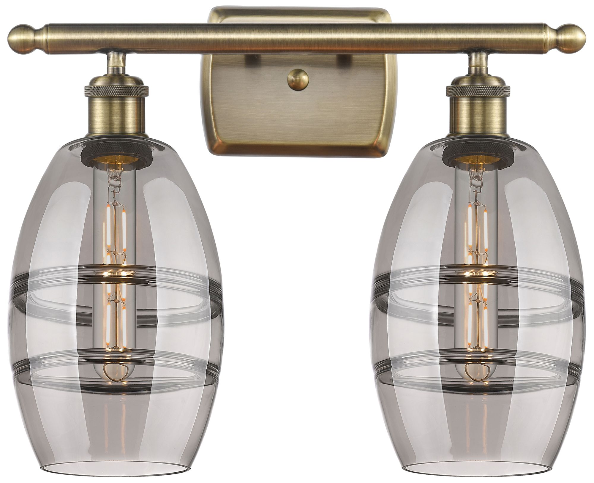 Innovations Lighting Ballston Vaz 15.88"w 2 Light Antique Brass Bath Light W/ Light Smoke S