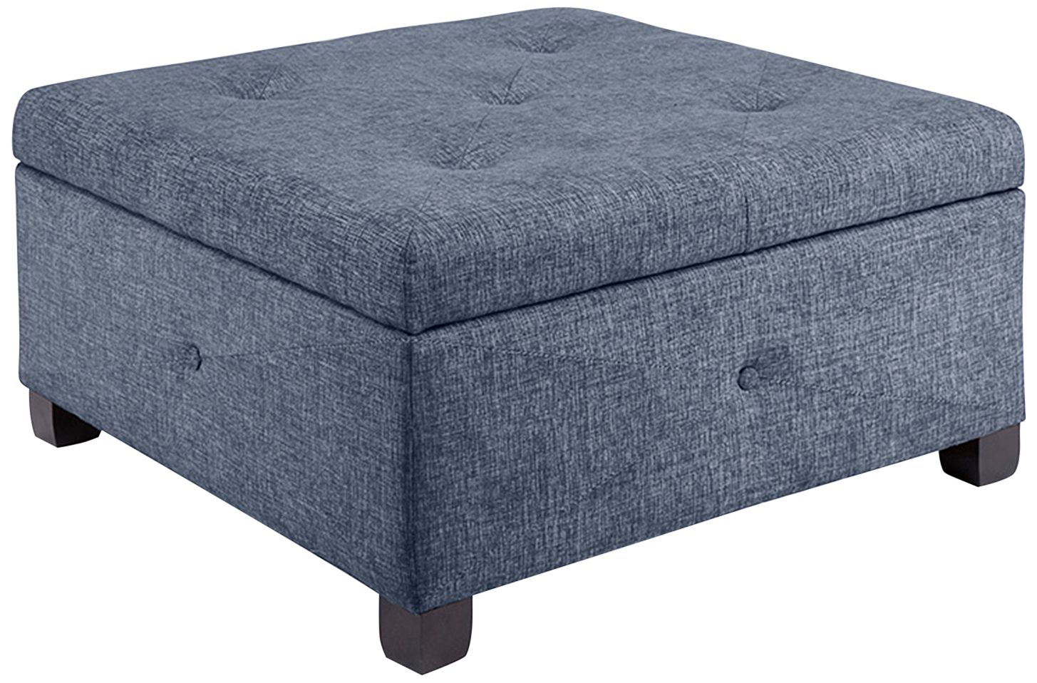 Lucas Blue Tufted Fabric Soft Close Storage Ottoman
