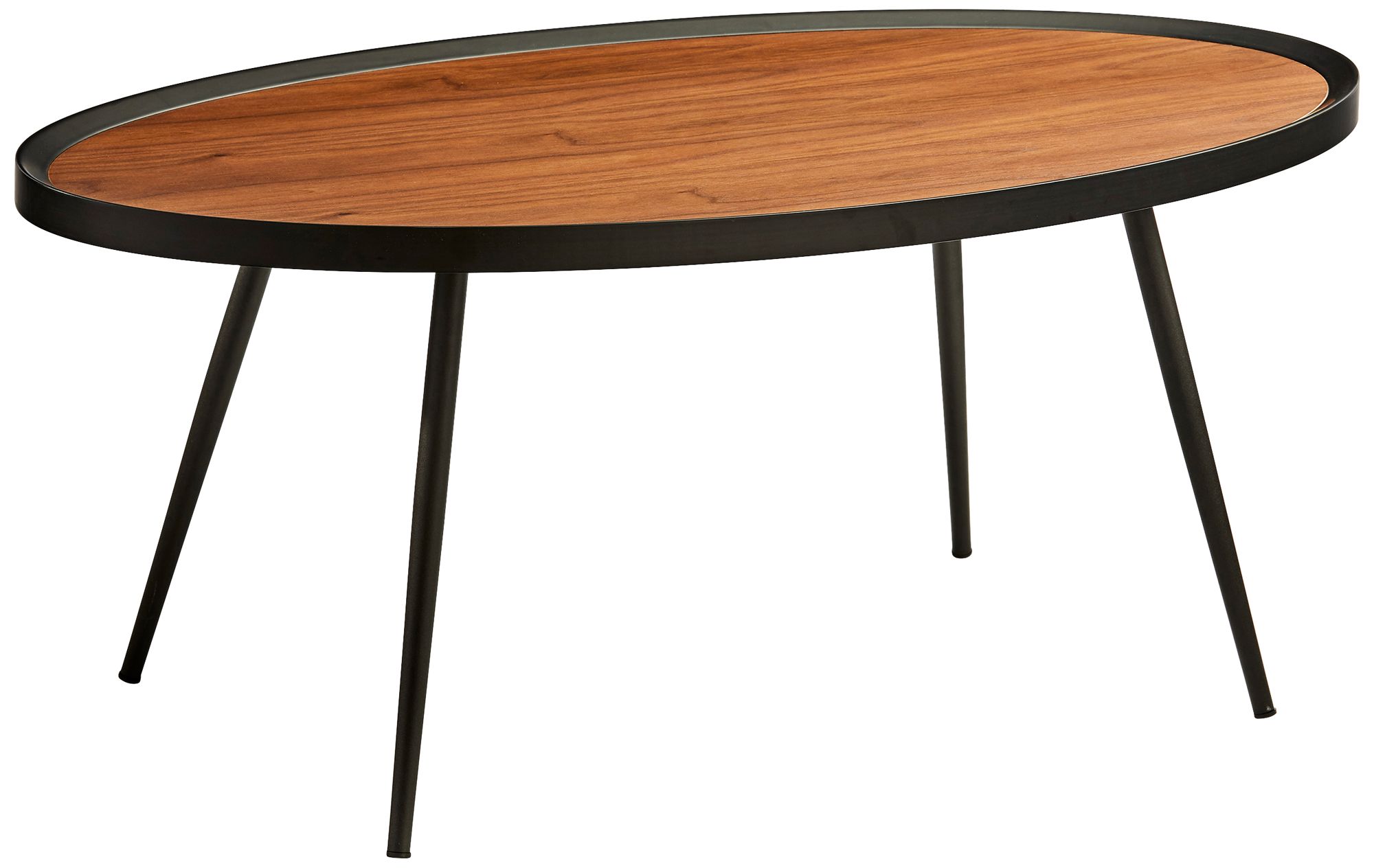 Baldwin 40" Wide Walnut Wood and Black Modern Coffee Table