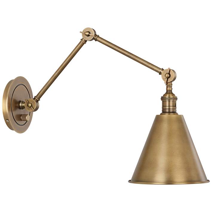 Robert Abbey Alloy Warm Brass Plug In, Brass Hardwired Swing Arm Wall Lamp