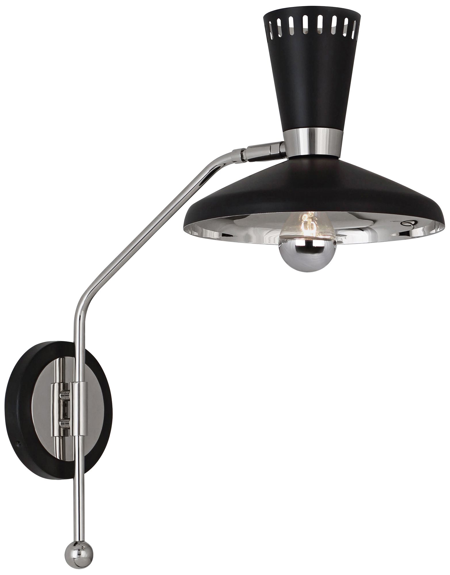 Vortex Polished Nickel And Matte Black Adjustable Wall Lamp