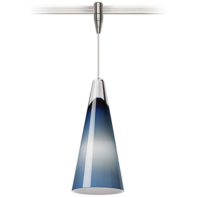 Selina 4 1/4&quot; Wide Blue and Nickel LED Monorail Mini Pendant