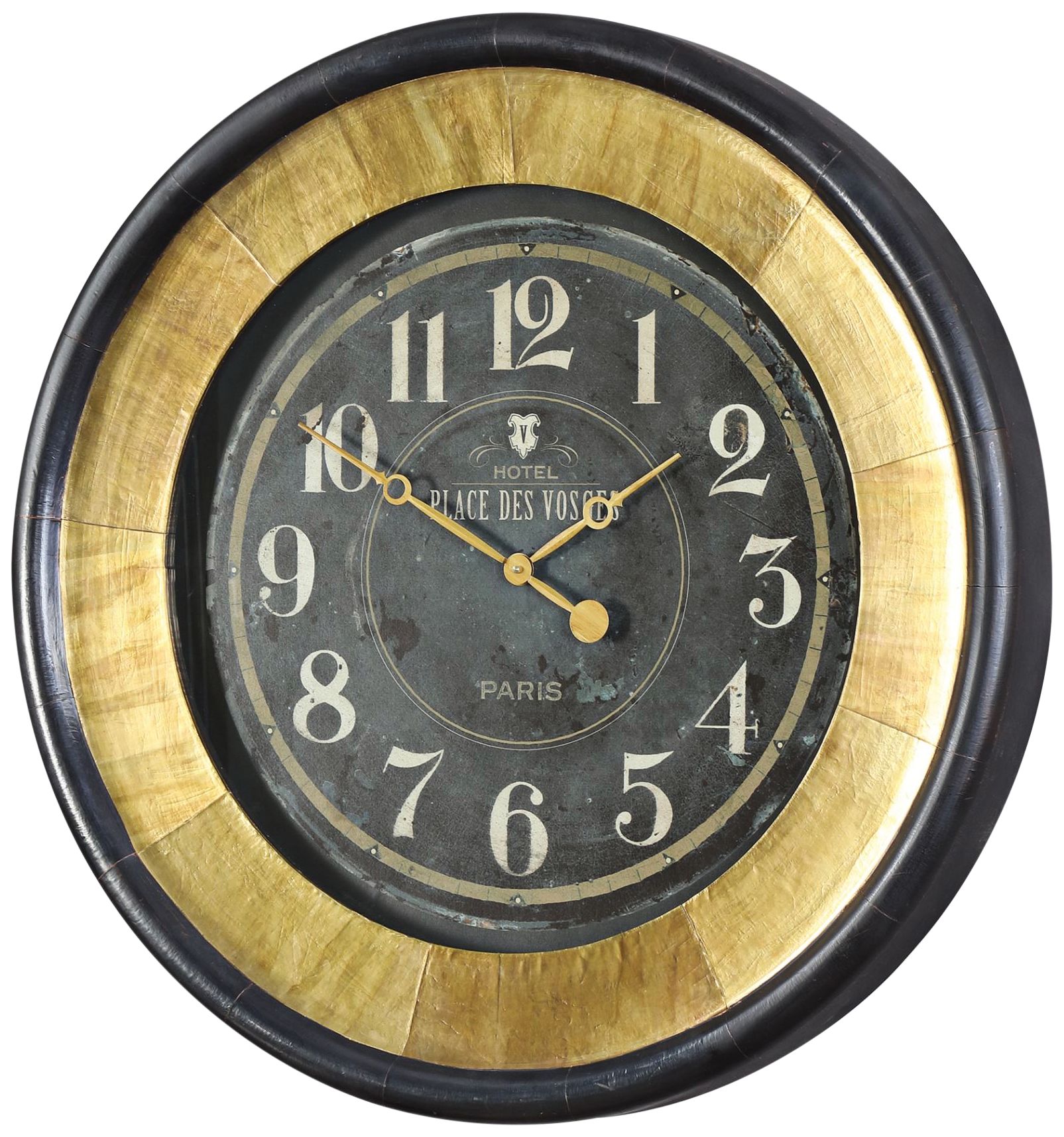 Lannaster Antiqued Gold and Dark Bronze 33" Round Wall Clock