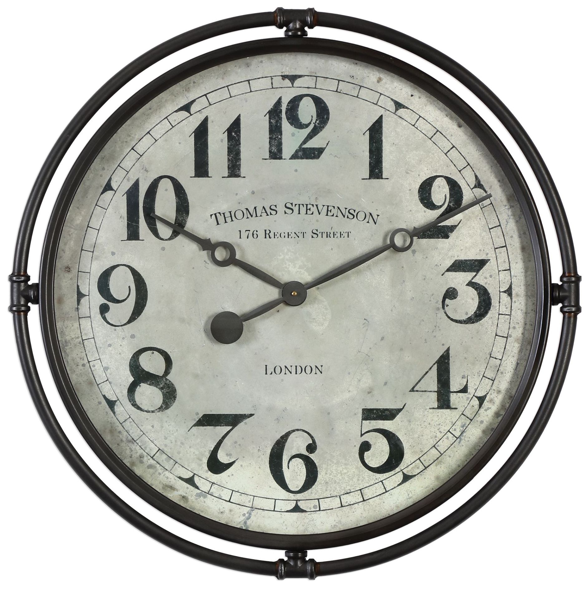 Nakul 30" Round Rustic Industrial Wall Clock by Uttermost