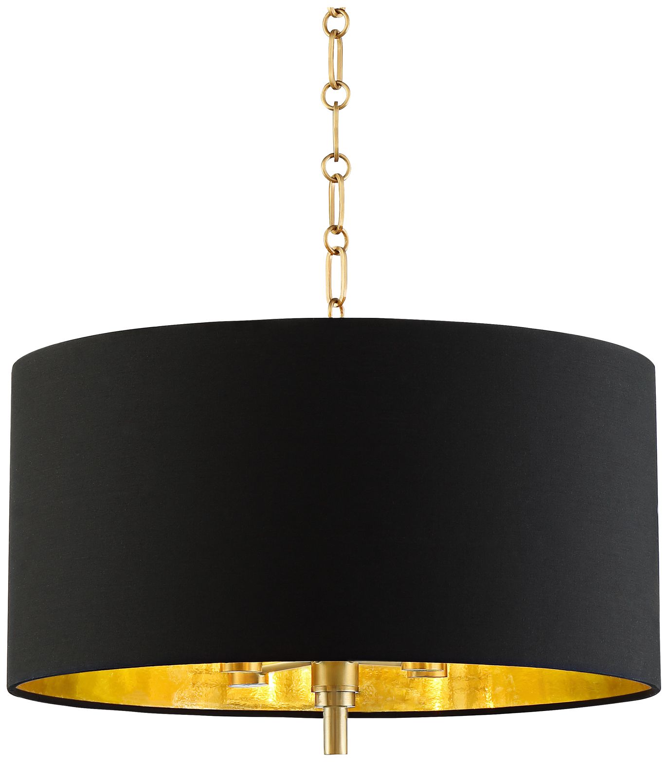 20" Wide Warm Gold Pendant Light With Black Shade 42E61 Lamps Plus