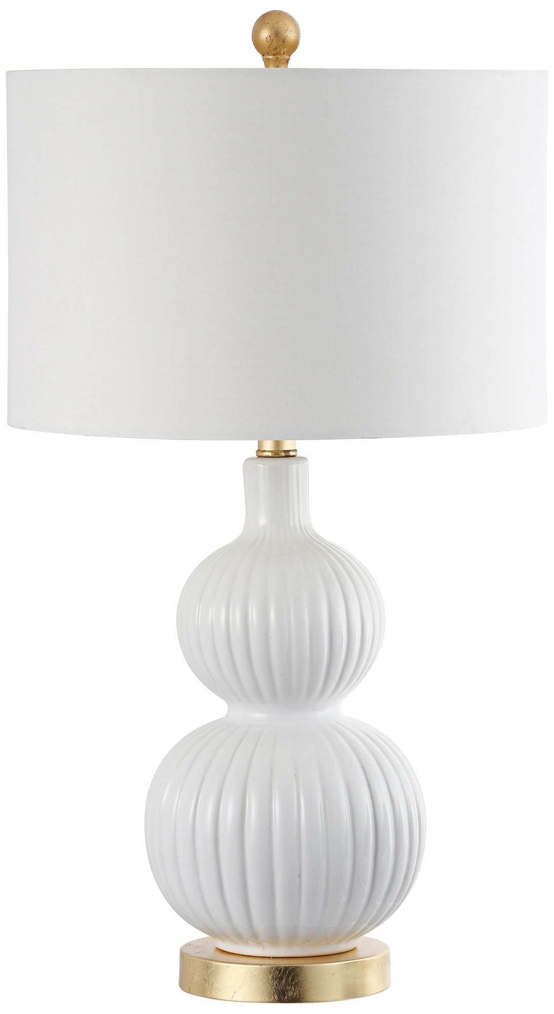 Arreba White Ribbed Gourd Ceramic Table Lamp