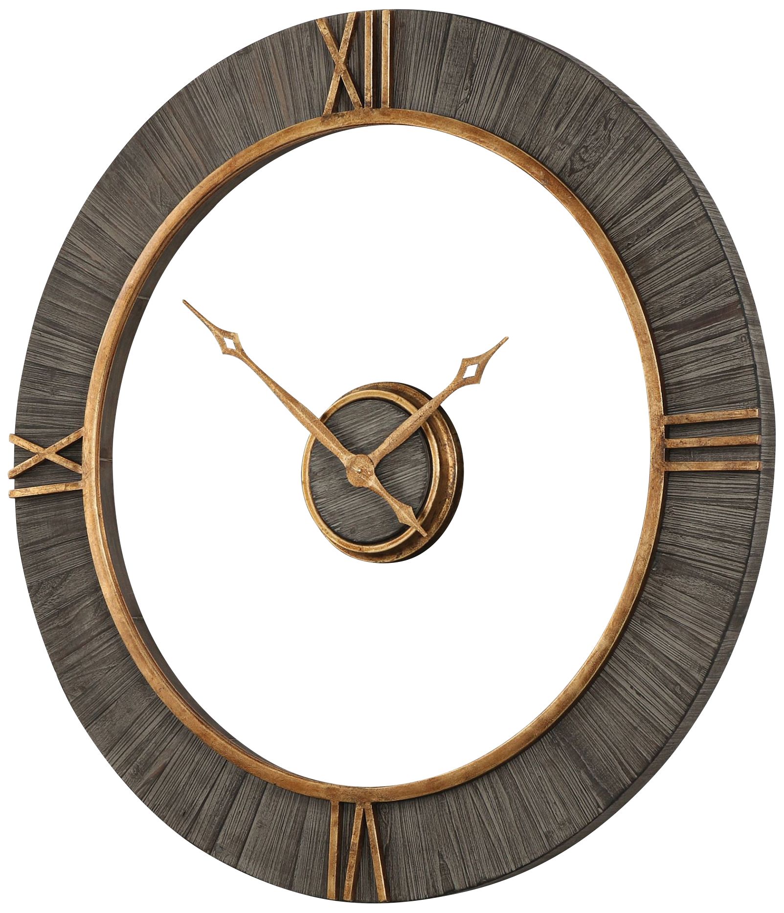 Uttermost Alphonzo Charcoal Stained 39 1/4" Round Wall Clock