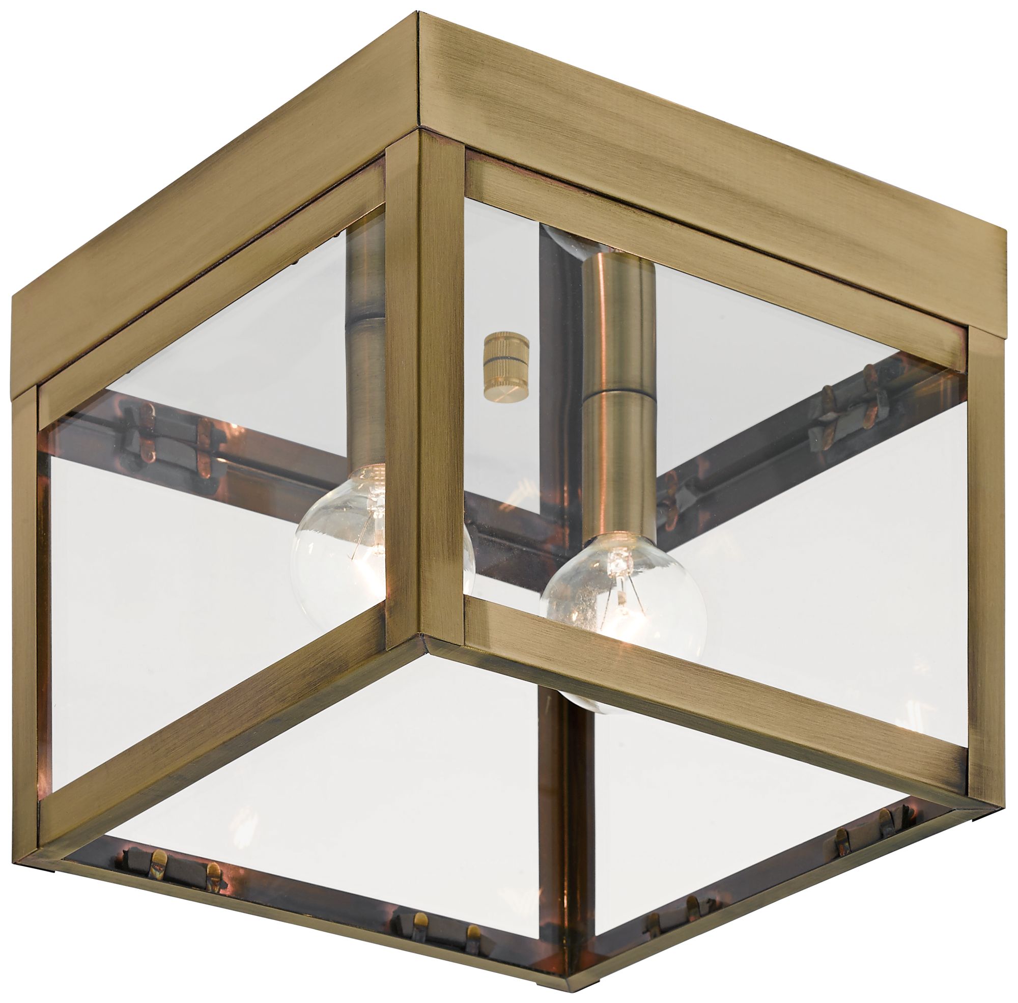 Nyack 8" Wide Antique Brass Outdoor Ceiling Light