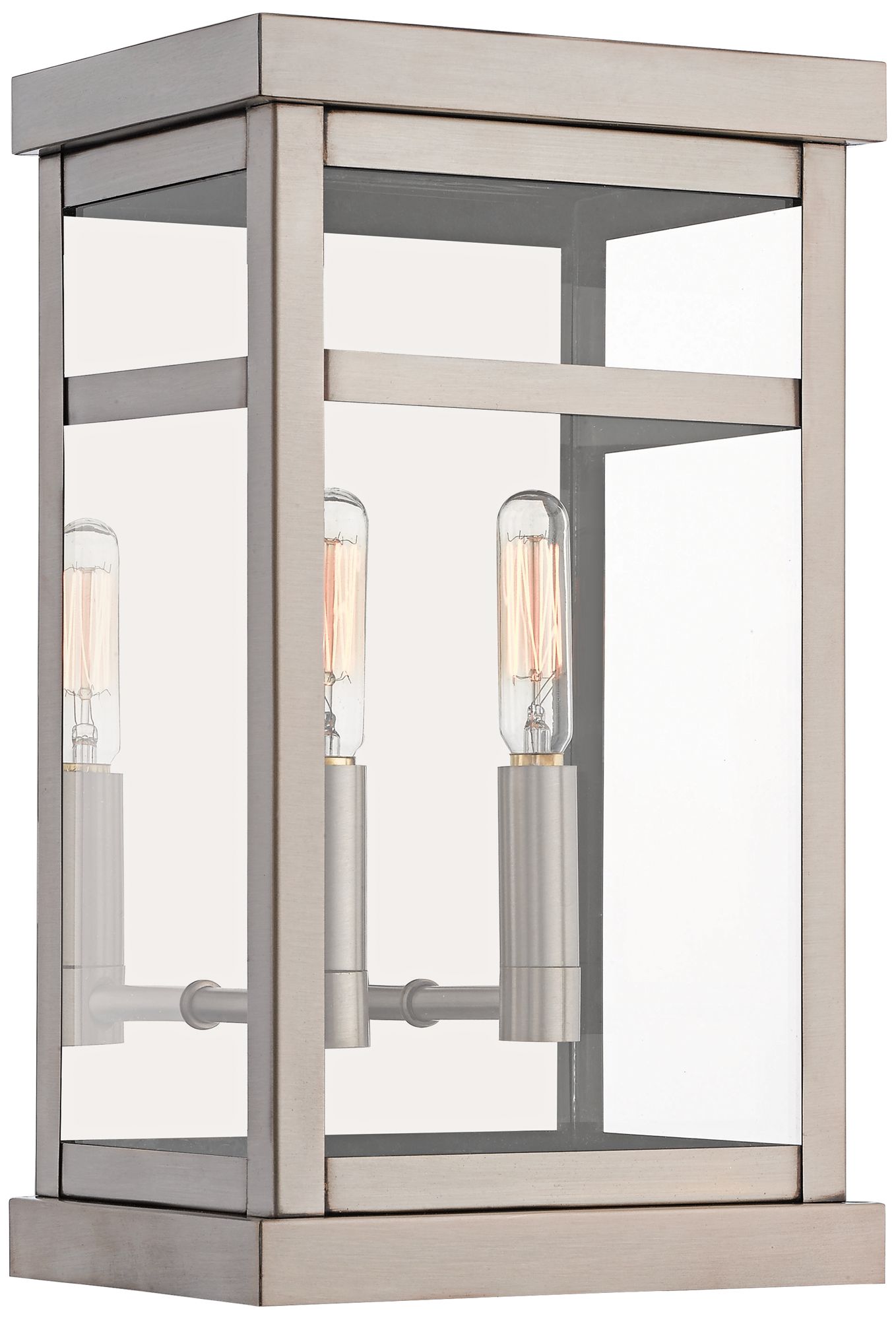 Hopewell 12 3/4"H Brushed Nickel 2-Light Outdoor Wall Light