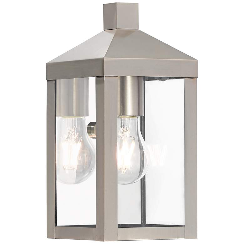 Nyack 10 1/2&quot; High Brushed Nickel Outdoor Wall Light