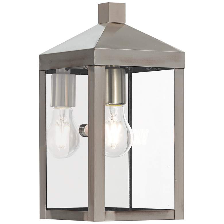 Nyack 12 3/4&quot; High Brushed Nickel Outdoor Wall Light