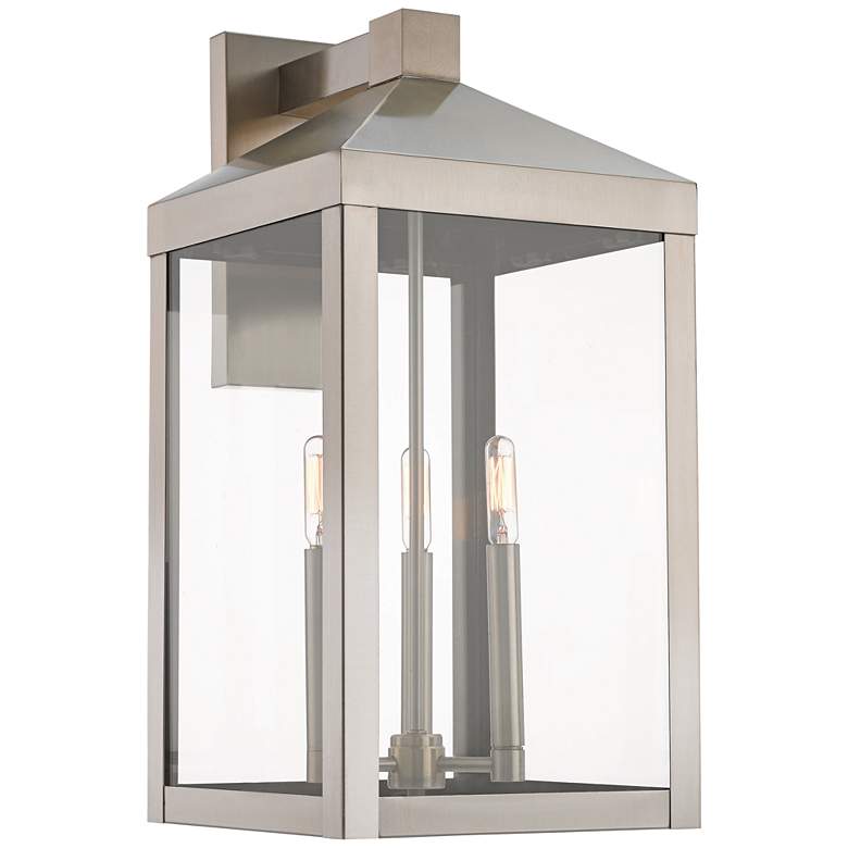 Nyack 21 3/4&quot; High Brushed Nickel Outdoor Wall Light