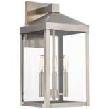 Nyack 17 1/2&quot; High Brushed Nickel Outdoor Wall Light