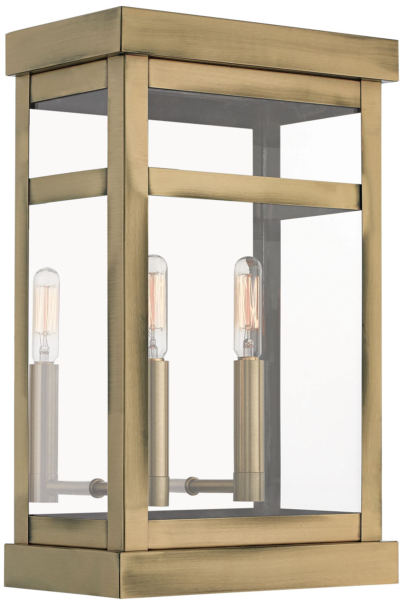 Hopewell 15" High Antique Brass 2-Light Outdoor Wall Light