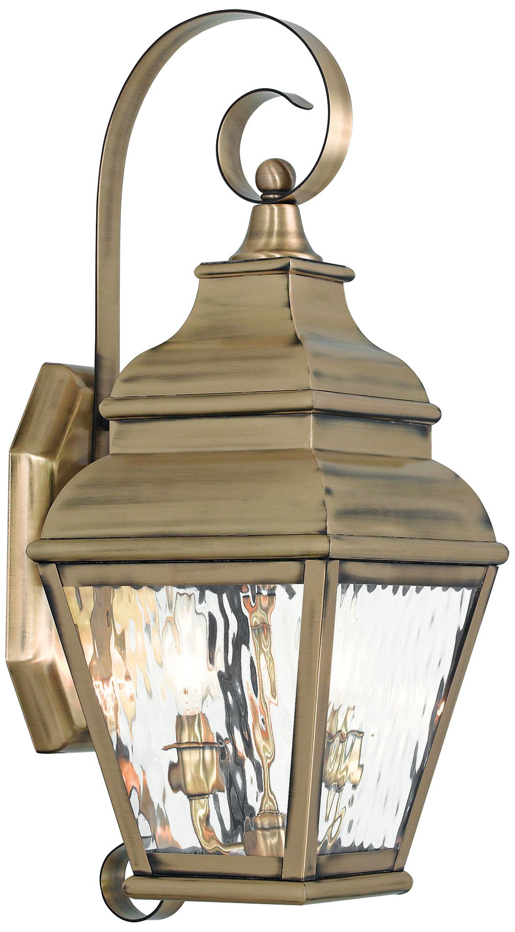 Exeter 21 1/2" High Brass and Water Glass Outdoor Wall Light