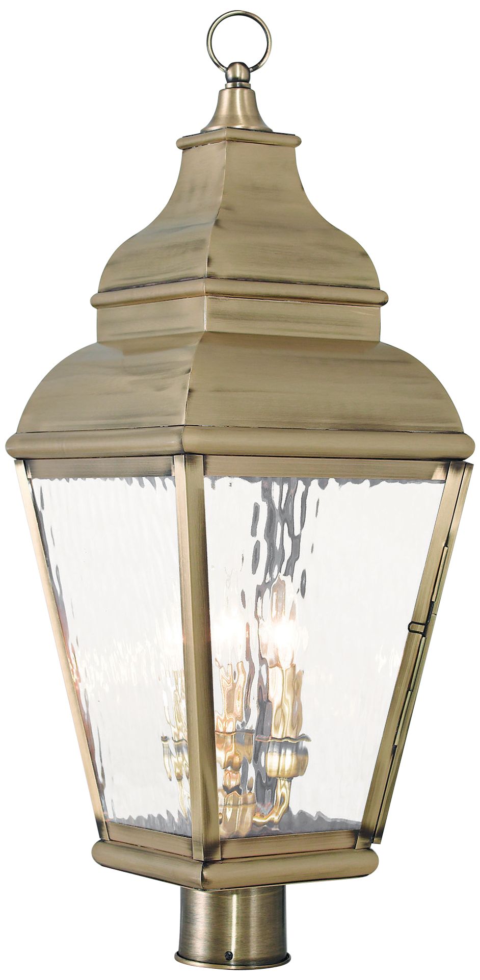 Exeter 28 1/4" High Brass and Water Glass Outdoor Post Light