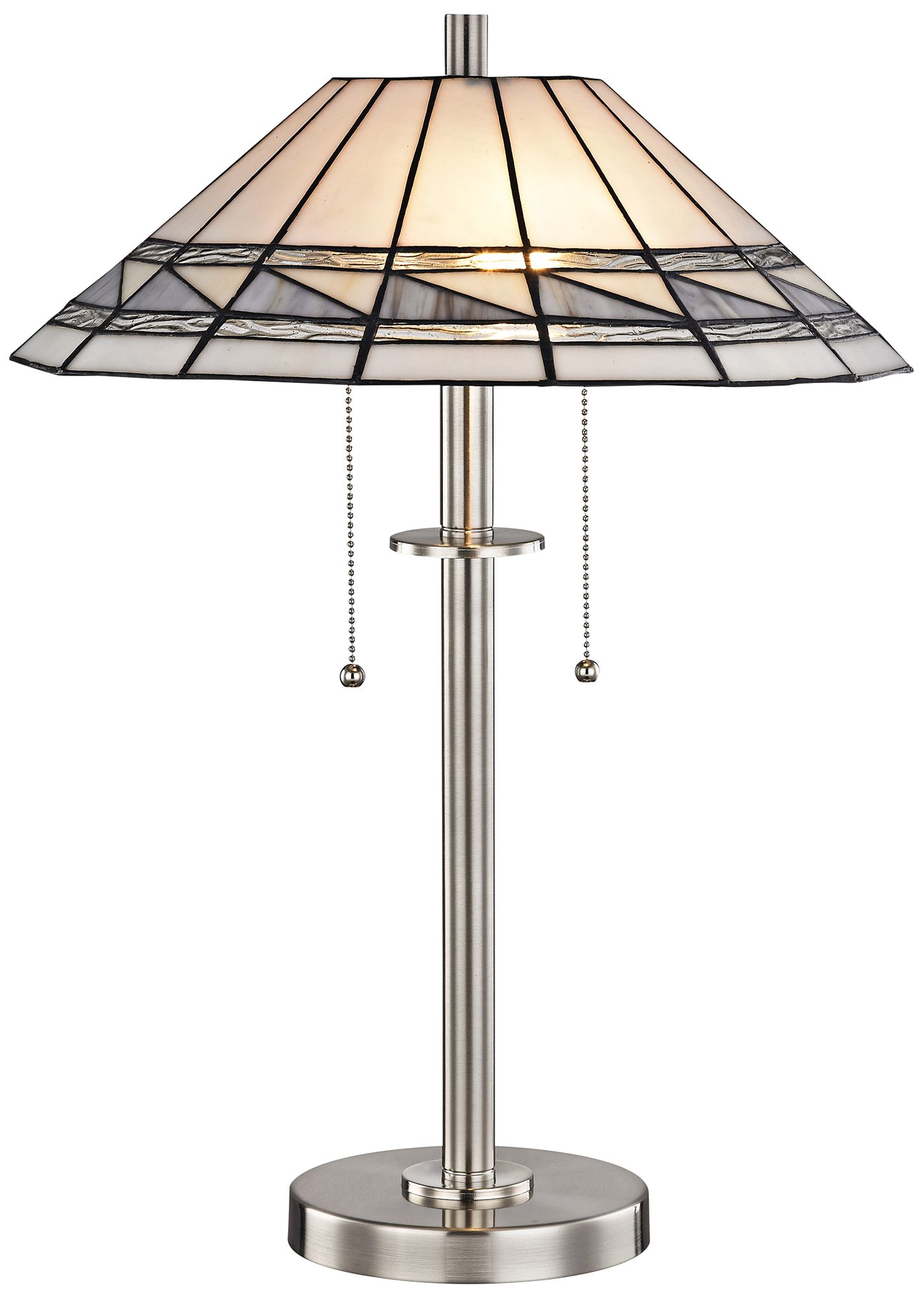 Sasha Brushed Nickel TiffanyStyle Accent Table Lamp 42N34 Lamps Plus