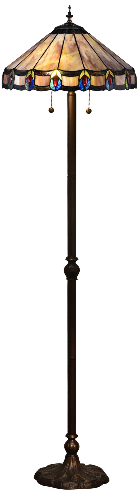 Townsville Antique Bronze Tiffany-Style Floor Lamp