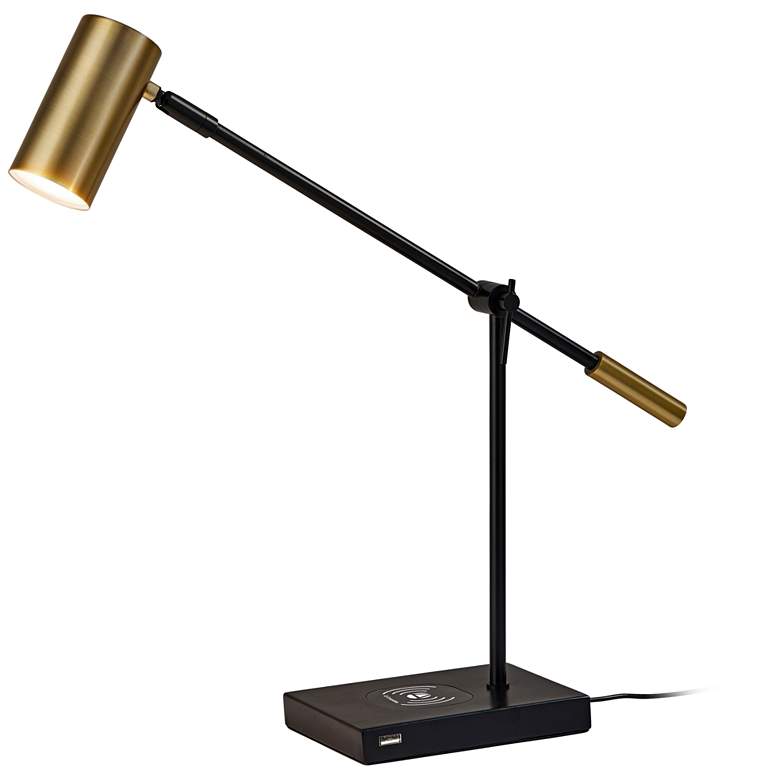 Image 2 Collette Black and Brass Charge LED Desk Lamp with USB Port