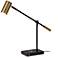 Collette Black and Brass Charge LED Desk Lamp with USB Port