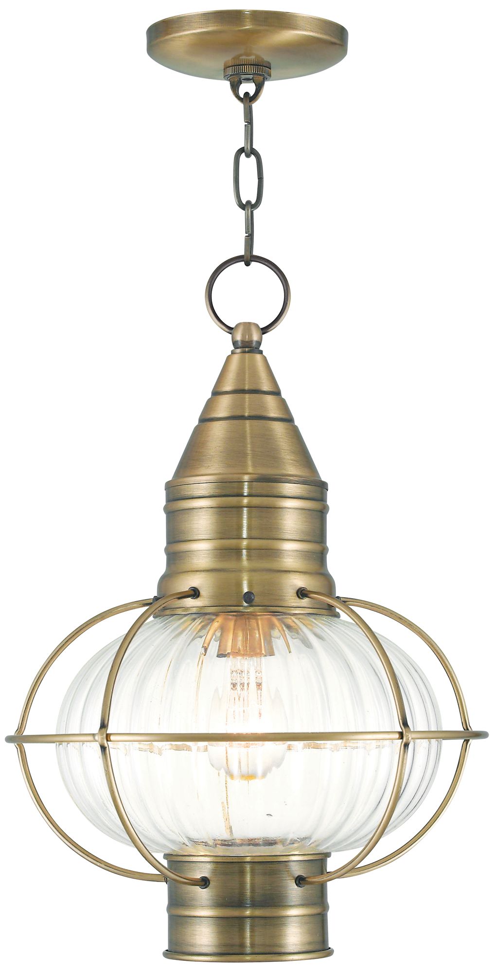 Newburyport 16 3/4" High Antique Brass Outdoor Hanging Light