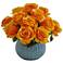 Orange Yellow Rose 11 1/2" Wide Faux Flowers in Ceramic Vase
