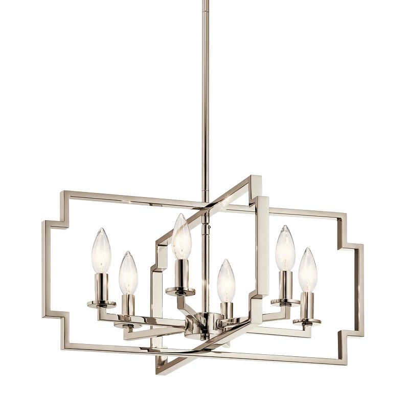 Downtown Deco 21 1/2"W Polished Nickel 6-Light Chandelier