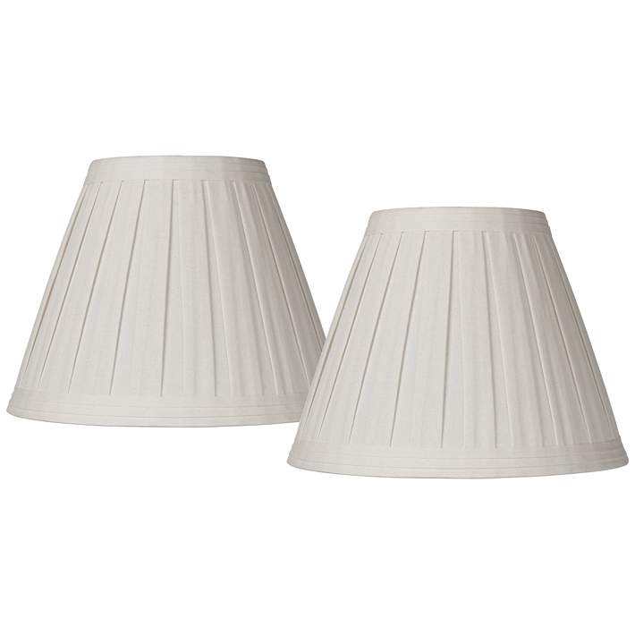 Set Of 2 Creme Linen Box Pleat Lamp Shades 7x14x11 Spider