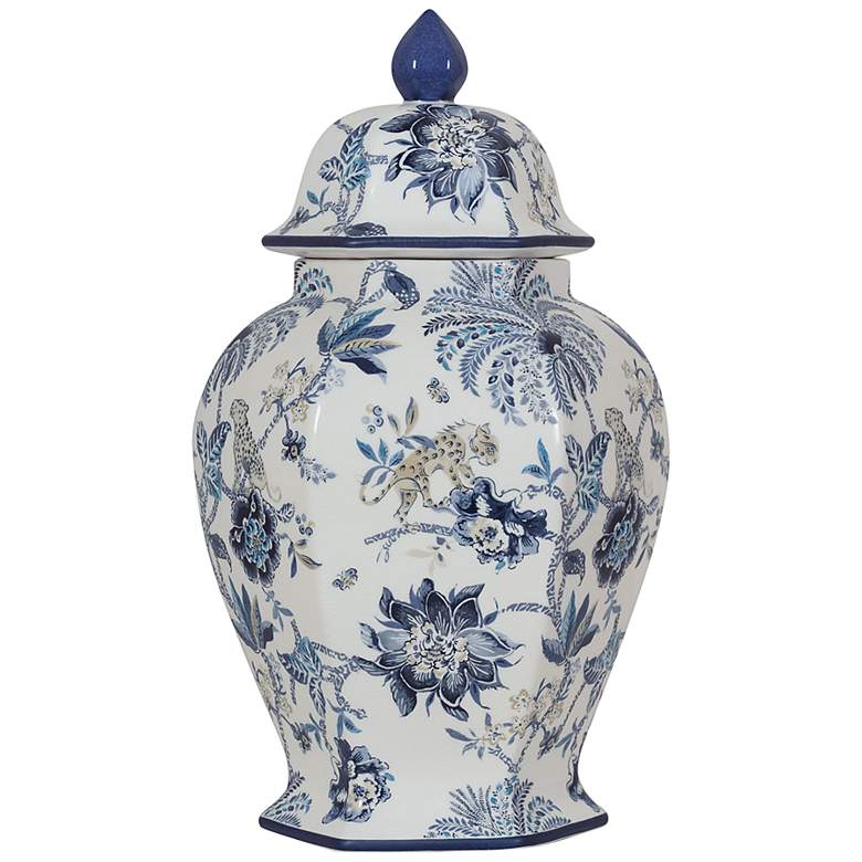 Williamsburg Braganza Blue and White 16&quot;H Lifted Temple Jar