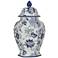 Williamsburg Braganza Blue and White 16"H Lifted Temple Jar