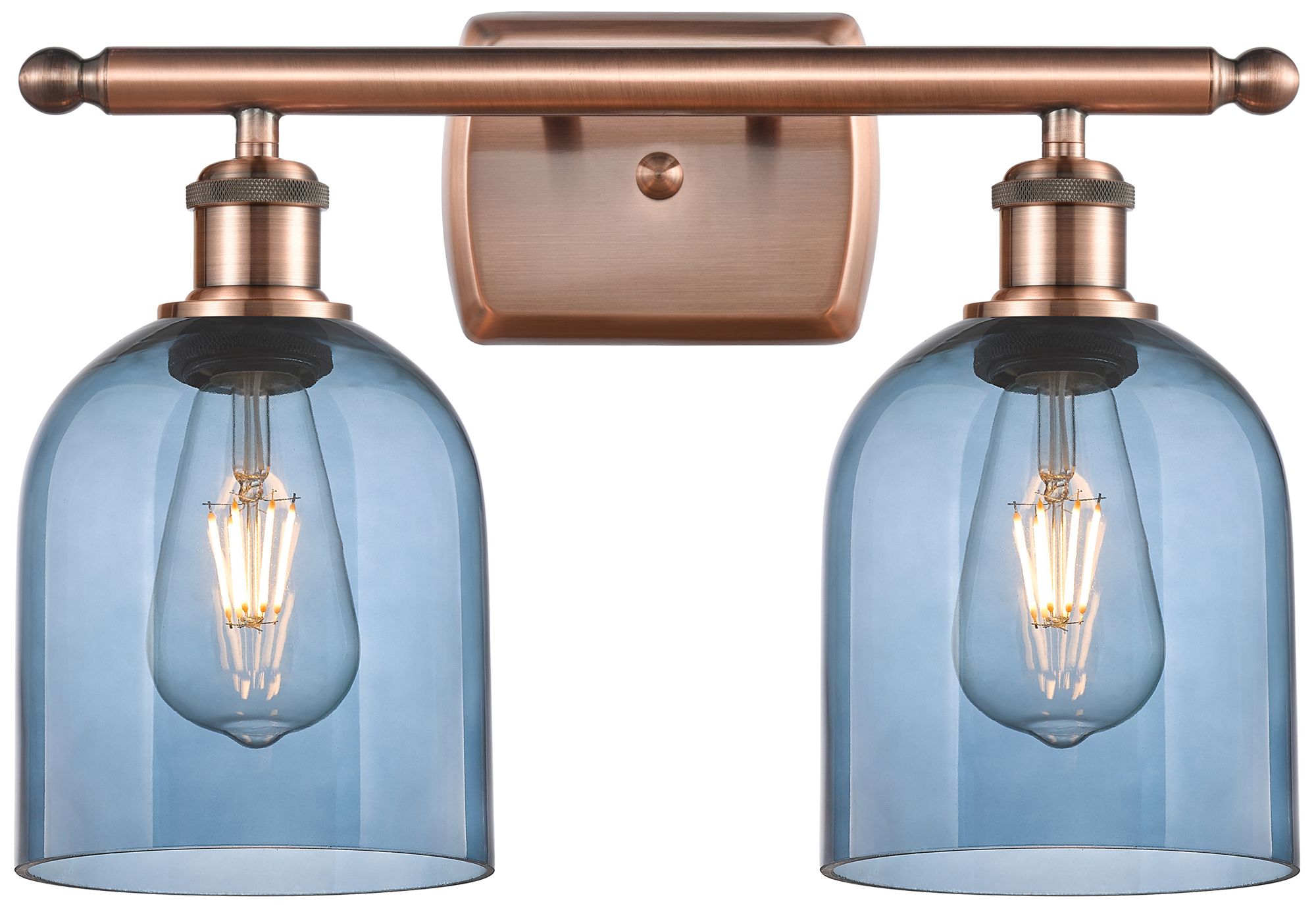 Innovations Lighting Ballston Bella 15.5"w 2 Light Copper Bath Light W/ Princess Blue Shade